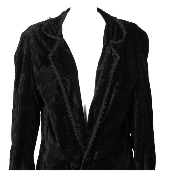 Vintage Y2K JEANNIE NITRO Black Velvet Whimsy Gothic Cloak Long Jacket sz M /005 - Picture 2 of 11